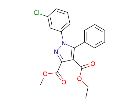 Molecular Structure of 96722-72-4 (4-ethyl 3-methyl 1-(3-chlorophenyl)-5-phenyl-1H-pyrazole-3,4-dicarboxylate)