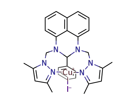 Molecular Structure of 1200206-44-5 ([Cu(1,3-bis-(3,5-dimethylpyrazol-1-ylmethyl)-2-phenyl-2,3-dihydro-1H-perimidine)I])