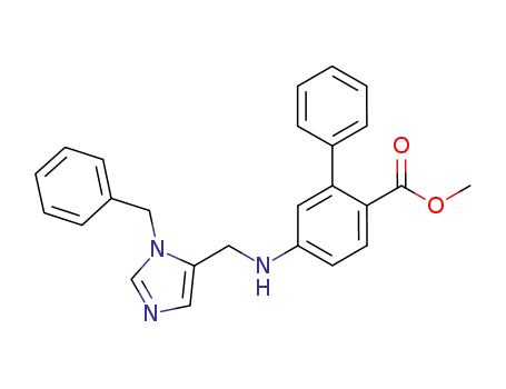 Molecular Structure of 489409-09-8 ([1,1'-Biphenyl]-2-carboxylic acid,
5-[[[1-(phenylmethyl)-1H-imidazol-5-yl]methyl]amino]-, methyl ester)
