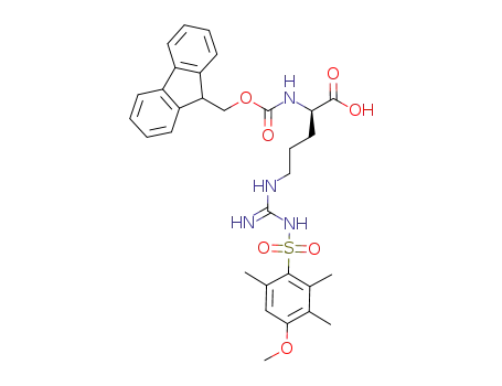 Molecular Structure of 120075-24-3 (N-Fmoc-N'-(4-methoxy-2,3,6-trimethylbenzenesulfonyl)-D-arginine)