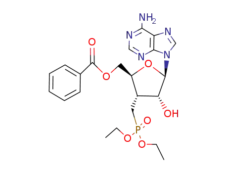 Molecular Structure of 90012-84-3 (Adenosine, 3'-deoxy-3'-[(diethoxyphosphinyl)methyl]-, 5'-benzoate)