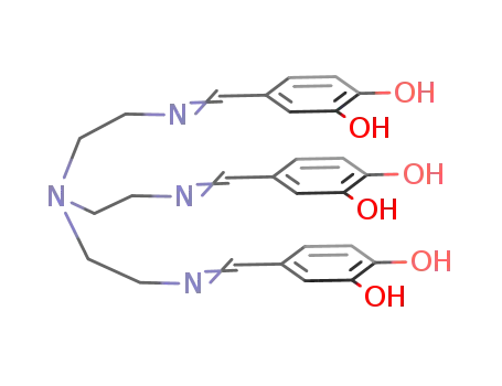 Molecular Structure of 1070776-25-8 (tris(2-[(3,4-dihydroxybenzylidene)imino]ethyl)amine)