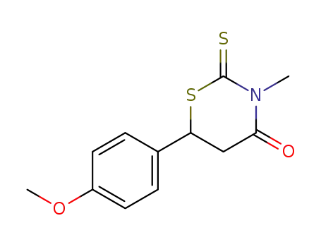 Molecular Structure of 121215-96-1 (6-(4-Methoxy-phenyl)-3-methyl-2-thioxo-[1,3]thiazinan-4-one)