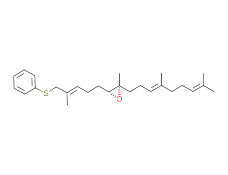 Molecular Structure of 176043-46-2 ((2R,3R)-2-((E)-4,8-Dimethyl-nona-3,7-dienyl)-2-methyl-3-((E)-4-methyl-5-phenylsulfanyl-pent-3-enyl)-oxirane)
