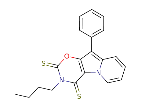 Molecular Structure of 138962-34-2 (2H-1,3-Oxazino[6,5-b]indolizine-2,4(3H)-dithione, 3-butyl-10-phenyl-)