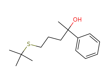 Molecular Structure of 62296-27-9 (Benzenemethanol, a-[3-[(1,1-dimethylethyl)thio]propyl]-a-methyl-)