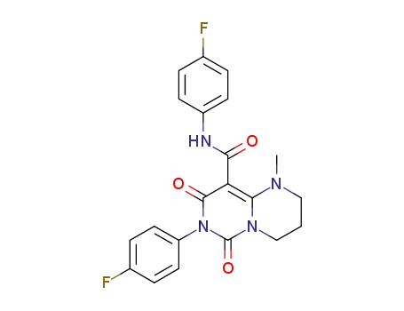 Molecular Structure of 1227407-98-8 (N,7-bis(4-fluorophenyl)-1-methyl-6,8-dioxo-2,3,4,6,7,8-hexahydro-1H-pyrimido[1,6-a]pyrimidine-9-carboxamide)