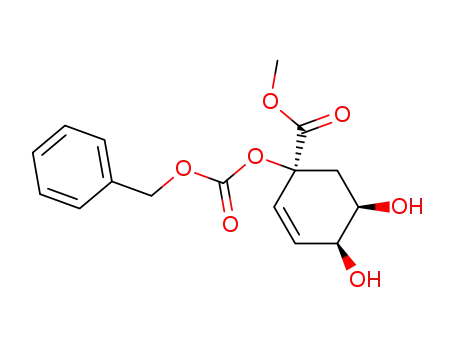 Molecular Structure of 183134-54-5 ((1S,4S,5R)-1-Benzyloxycarbonyloxy-4,5-dihydroxy-cyclohex-2-enecarboxylic acid methyl ester)