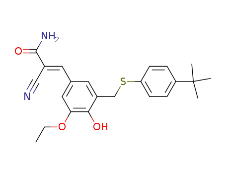 Molecular Structure of 107788-06-7 ((2E)-3-(3-{[(4-tert-butylphenyl)sulfanyl]methyl}-5-ethoxy-4-hydroxyphenyl)-2-cyanoprop-2-enamide)