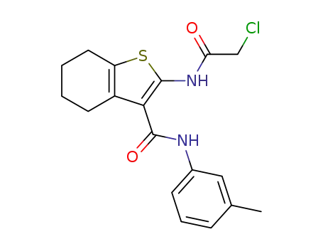 Molecular Structure of 197895-95-7 (Benzo[b]thiophene-3-carboxamide,
2-[(chloroacetyl)amino]-4,5,6,7-tetrahydro-N-(3-methylphenyl)-)