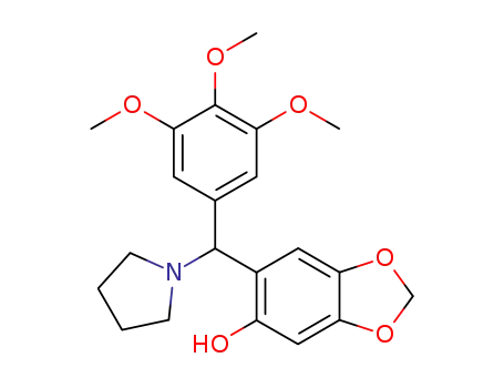 Molecular Structure of 116409-29-1 (6-[pyrrolidin-1-yl(3,4,5-trimethoxyphenyl)methyl]-1,3-benzodioxol-5-ol)