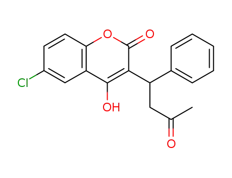 Molecular Structure of 100037-68-1 (6-chloro-2-hydroxy-3-(3-oxo-1-phenylbutyl)-4H-chromen-4-one)