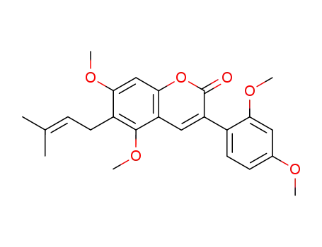Molecular Structure of 66056-33-5 (2H-1-Benzopyran-2-one,
3-(2,4-dimethoxyphenyl)-5,7-dimethoxy-6-(3-methyl-2-butenyl)-)