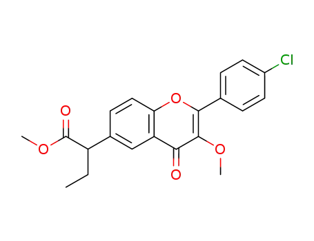 Molecular Structure of 173469-85-7 (4H-1-Benzopyran-6-acetic acid, 2-(4-chlorophenyl)-alpha-ethyl-3-methox y-4-oxo-, methyl ester)