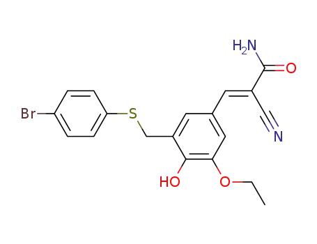 Molecular Structure of 107761-27-3 ((2E)-3-(3-{[(4-bromophenyl)sulfanyl]methyl}-5-ethoxy-4-hydroxyphenyl)-2-cyanoprop-2-enamide)
