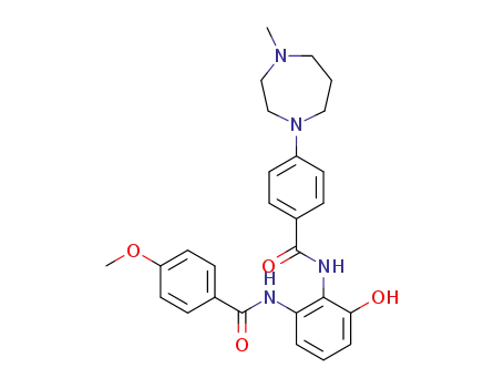 Molecular Structure of 365462-23-3 (N-[2-Hydroxy-6-(4-methoxybenzamido)phenyl]-4-(4-methyl-1,4-diazepan-1-yl)benzamide)