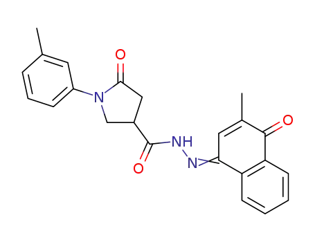 Molecular Structure of 1342800-28-5 (N'-(3-methyl-4-oxo-1,4-dihydronaphthalen-1-ylidene)-1-(3-methylphenyl)-5-oxopyrrolidine-3-carbohydrazide)