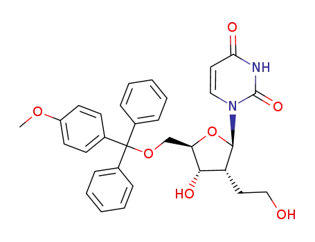 1-{(2R,3R,4S,5R)-4-Hydroxy-3-(2-hydroxy-ethyl)-5-[(4-methoxy-phenyl)-diphenyl-methoxymethyl]-tetrahydro-furan-2-yl}-1H-pyrimidine-2,4-dione