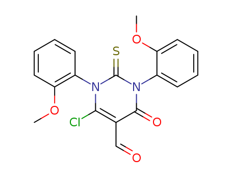 Molecular Structure of 146270-83-9 (5-Pyrimidinecarboxaldehyde,
6-chloro-1,2,3,4-tetrahydro-1,3-bis(2-methoxyphenyl)-4-oxo-2-thioxo-)