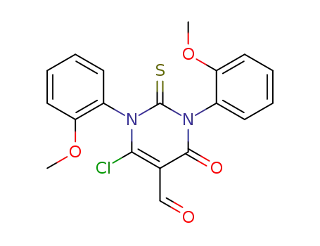Molecular Structure of 146270-83-9 (5-Pyrimidinecarboxaldehyde,
6-chloro-1,2,3,4-tetrahydro-1,3-bis(2-methoxyphenyl)-4-oxo-2-thioxo-)