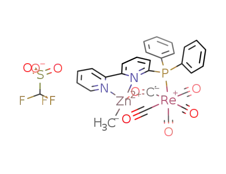 Molecular Structure of 1291092-89-1 ([Re(κ1(P)-6-(diphenylphosphino)-2,2'-bipyridine*ZnMe)(μ2-COMe)(CO)4][OTf])