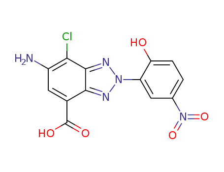 Molecular Structure of 1426244-83-8 (6-amino-7-chloro-2-(2-hydroxy-5-nitrophenyl)-2H-benzotriazole-4-carboxylic acid)