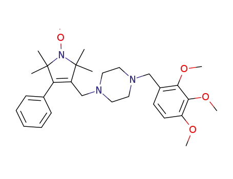 Molecular Structure of 906465-09-6 (4-phenyl-2,2,5,5-tetramethyl-3-[4-(2,3,4-trimethoxybenzyl)piperazin-1-ylmethyl]-2,5-dihydro-1H-pyrrol-1-yloxyl radical)