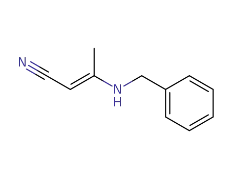 Molecular Structure of 59333-53-8 (2-Butenenitrile, 3-[(phenylmethyl)amino]-, (E)-)