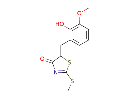 Molecular Structure of 521973-03-5 (5-((Z)-4-hydroxy-3-methoxybenzylidene)-2-methylmercapto-4-thiazolidinone)