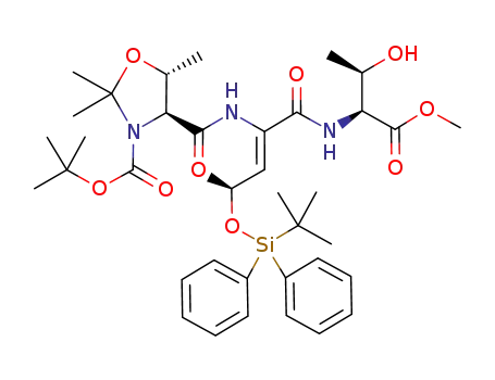 Molecular Structure of 670233-21-3 ((4S,5R)-4-[(Z)-(S)-3-(tert-Butyl-diphenyl-silanyloxy)-1-((1S,2R)-2-hydroxy-1-methoxycarbonyl-propylcarbamoyl)-but-1-enylcarbamoyl]-2,2,5-trimethyl-oxazolidine-3-carboxylic acid tert-butyl ester)