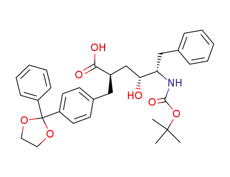Molecular Structure of 1026641-14-4 ((2R,4R,5S)-5-tert-Butoxycarbonylamino-4-hydroxy-6-phenyl-2-[4-(2-phenyl-[1,3]dioxolan-2-yl)-benzyl]-hexanoic acid)