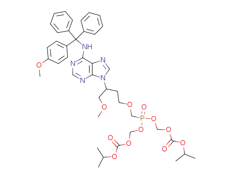 (+/-)-9-[(1-methoxymethyl)(3-(di-isopropyloxycarbonyloxymethylphosphono)methoxy)propyl]-N<sup>6</sup>-(4-monomethoxytrityl)-adenine