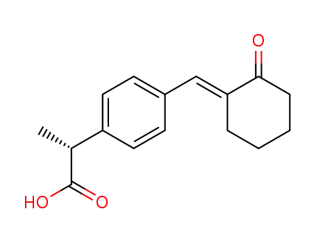 Molecular Structure of 133963-62-9 ((-)-(2R)-2-<4-(2-Oxocyclohexylidenemethyl)phenyl>propionic acid)