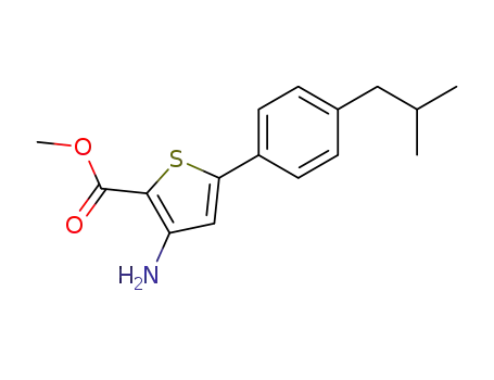 Molecular Structure of 208944-55-2 (METHYL 3-AMINO-5-(4-ISOBUTYLPHENYL)THIOPHENE-2-CARBOXYLATE)