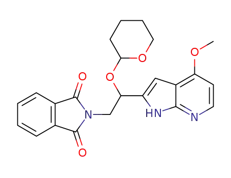 Molecular Structure of 397247-67-5 (1H-Isoindole-1,3(2H)-dione,
2-[2-(4-methoxy-1H-pyrrolo[2,3-b]pyridin-2-yl)-2-[(tetrahydro-2H-pyran-2
-yl)oxy]ethyl]-)