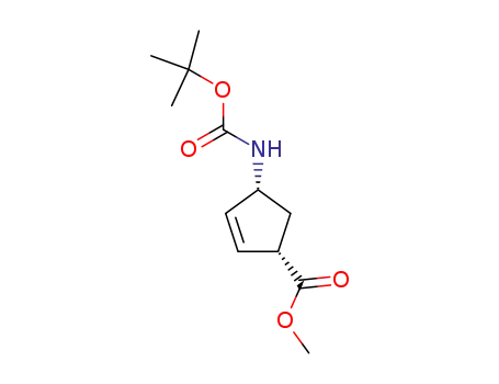 Molecular Structure of 168683-02-1 (4-[[(1,1-DIMETHYLETHOXY)CARBONYL]AMINO]-2-CYCLOPENTENE-1-CARBOXYLIC ACID METHYL ESTER)