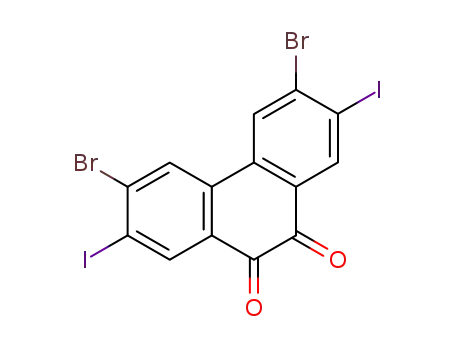 Molecular Structure of 887127-69-7 (3,6-Dibromo-2,7-diiodo-phenanthrene-9,10-dione)