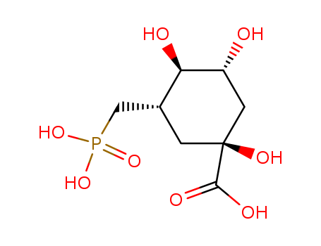 Molecular Structure of 119480-87-4 (Cyclohexanecarboxylic acid, 1,3,4-trihydroxy-5-(phosphonomethyl)-,
(1S,3R,4R,5S)-)