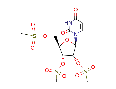 Molecular Structure of 59211-02-8 (1-[2,3,5-tris-O-(methylsulfonyl)pentofuranosyl]pyrimidine-2,4(1H,3H)-dione)