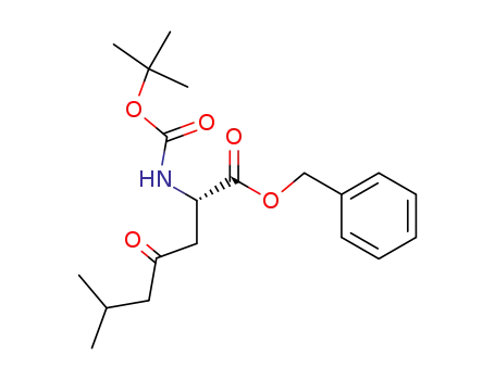 Molecular Structure of 125942-85-0 (Heptanoic acid,
2-[[(1,1-dimethylethoxy)carbonyl]amino]-6-methyl-4-oxo-, phenylmethyl
ester, (S)-)