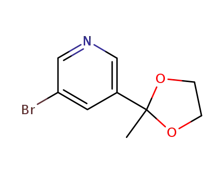 Molecular Structure of 59936-01-5 (3-BROMO-5-(2-METHYL-1,3-DIOXOLAN-2-YL)PYRIDINE)