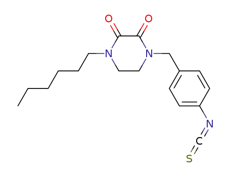 Molecular Structure of 77917-14-7 (2,3-Piperazinedione, 1-hexyl-4-[(4-isothiocyanatophenyl)methyl]-)