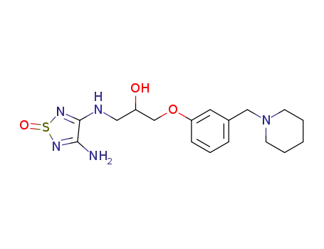 Molecular Structure of 90103-71-2 (2-Propanol,
1-[(4-amino-1-oxido-1,2,5-thiadiazol-3-yl)amino]-3-[3-(1-piperidinylmeth
yl)phenoxy]-)