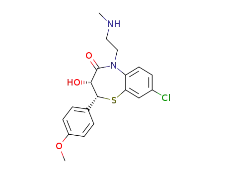 Molecular Structure of 100892-81-7 ((-)-cis-2-(4-methoxyphenyl)-3-hydroxy-5-[2-(N-methylamino)ethyl]-8-chloro-2,3-dihydro-1,5-benzothiazepin-4(5H)-one)