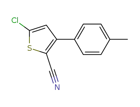 Molecular Structure of 142016-43-1 (2-Thiophenecarbonitrile, 5-chloro-3-(4-methylphenyl)-)
