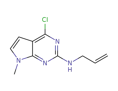 Molecular Structure of 134798-56-4 (2-(prop-2-en-1-yl)amino-4-chloro-7-methyl-pyrrolo[2,3-d]pyrimidine)