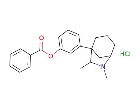 Molecular Structure of 56232-09-8 (2-[3-(benzoyloxy)phenyl]-6,7-dimethyl-6-azoniabicyclo[3.2.1]octane chloride)