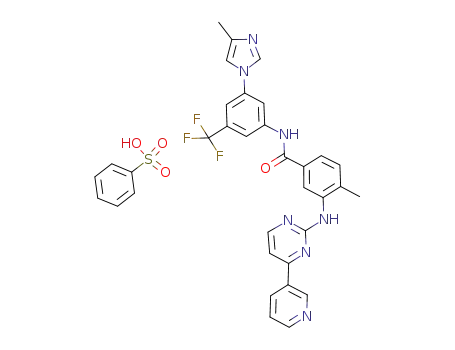 Molecular Structure of 923288-93-1 (Benzamide,
4-methyl-N-[3-(4-methyl-1H-imidazol-1-yl)-5-(trifluoromethyl)phenyl]-3-[[
4-(3-pyridinyl)-2-pyrimidinyl]amino]-, benzenesulfonate (1:1))