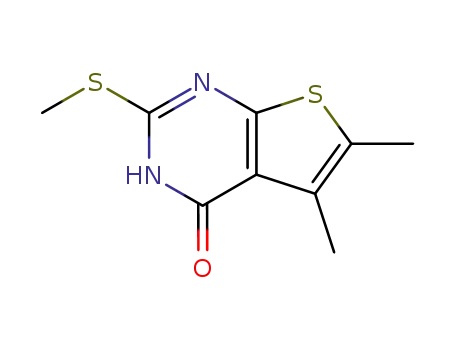 Molecular Structure of 53074-16-1 (5,6-dimethyl-2-(methylsulfanyl)thieno[2,3-d]pyrimidin-4(3H)-one)