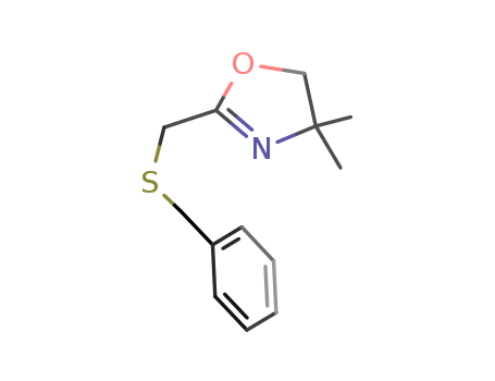 Molecular Structure of 139623-31-7 (Oxazole, 4,5-dihydro-4,4-dimethyl-2-[[(phenylmethyl)thio]methyl]-)